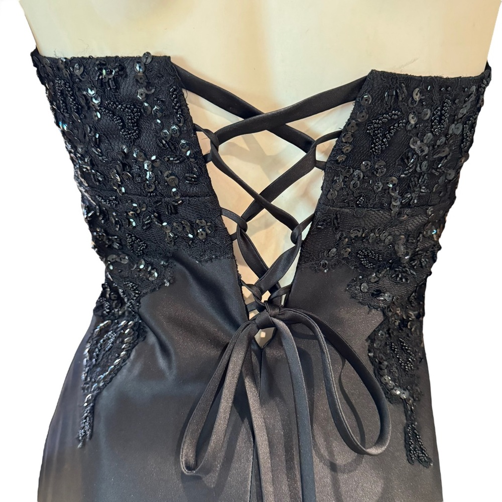 Vintage Beaded and Sequined Satin Halter Corset Gown - Picture 9 of 13